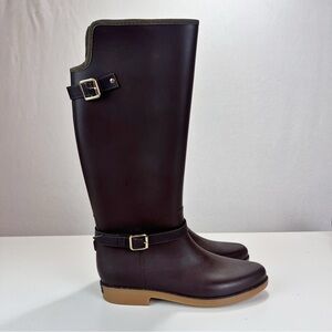 Aerosoles X Martha Stewart Dark Brown 16 Inch Tall Rain Boots Size 9